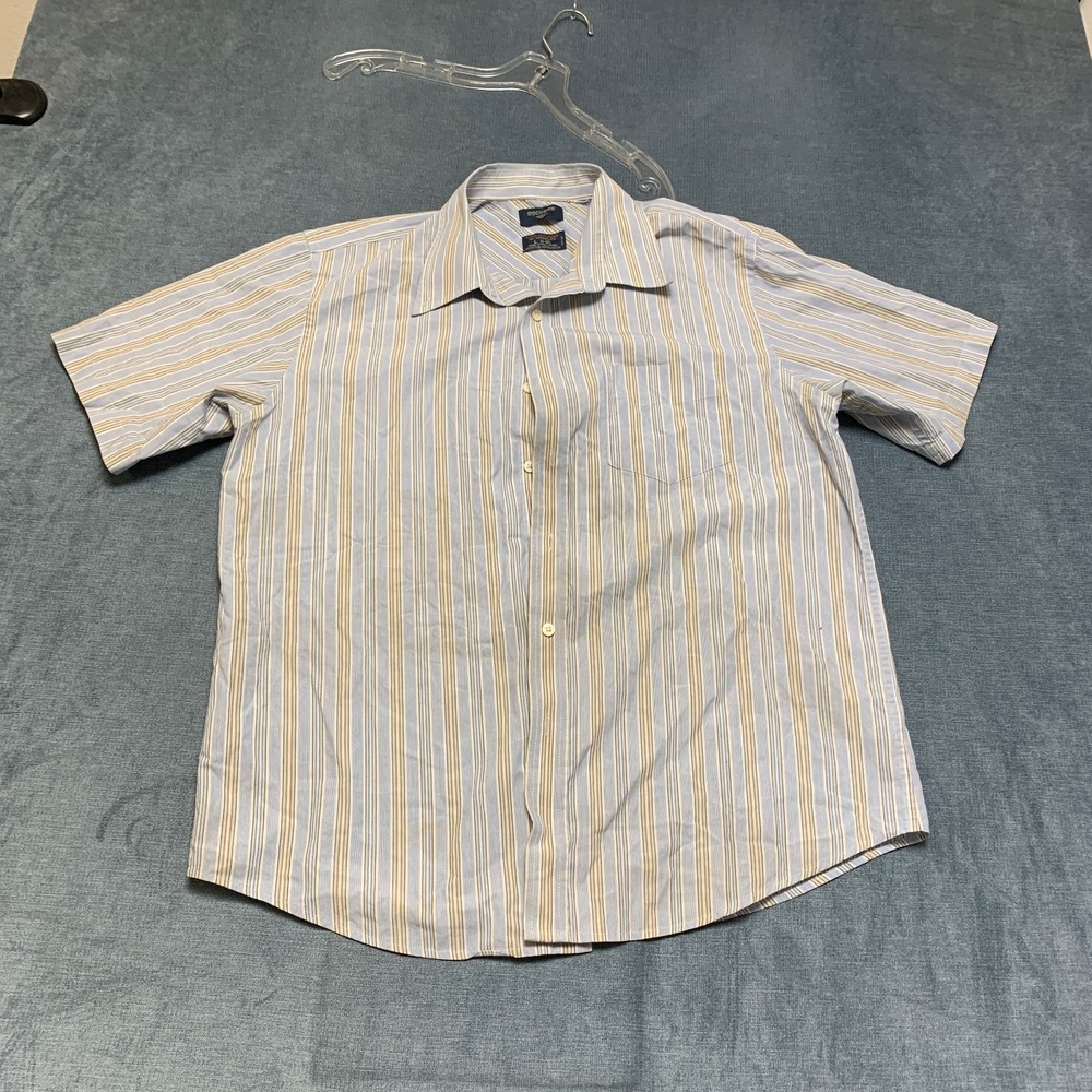 Dockers Stain Defender Dress Shirt Mens Large 16-16.5 Multicolor Striped Formal